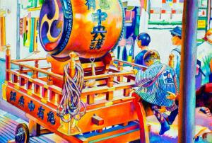 古河博章の作品「太鼓上り」