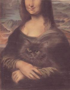 猫絵師 目羅健嗣の作品「寝込んだ夫人と黒猫 (ダ・ヴィンチ モナ・リザ リスペクト)」