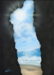 坂本 千春の作品「岩場の向こうの蒼い世界」