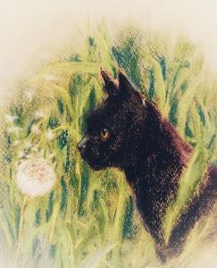 April Rubyの作品「たんぽぽと猫」