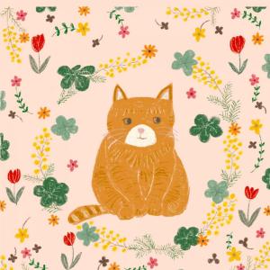 かわい ひろみの作品「春のお花とねこ」