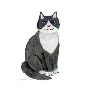 もとざわひろみの作品「たれ目のハチワレ猫」